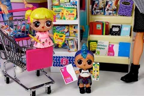 Barbie Family LOL Goldie &amp; Punk Boi School Supply Shopping - Supermarket Toy