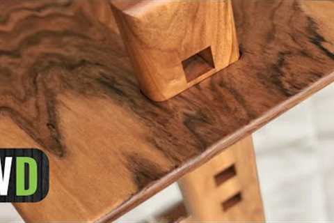 Cantilever table. One leg adjustable coffee table.
