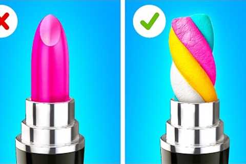 SNEAKING SNACKS AND MAKEUP INTO SCHOOL || FUN FOOD TRICKS