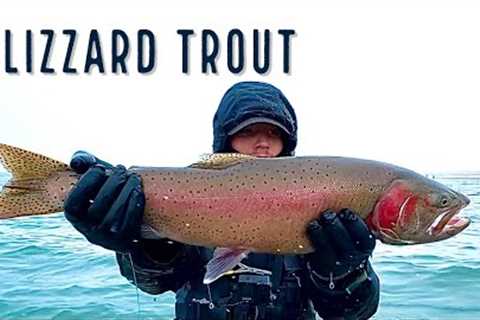 MONSTER Cutthroat, In a BLIZZARD - Fly Fishing Pyramid Lake
