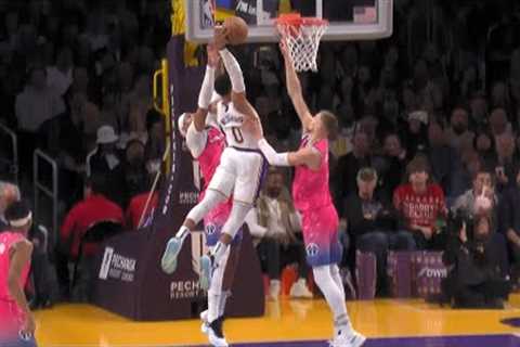 Russell Westbrook almost had craziest poster dunk on Kristaps Porzingis and Daniel Gafford 😳