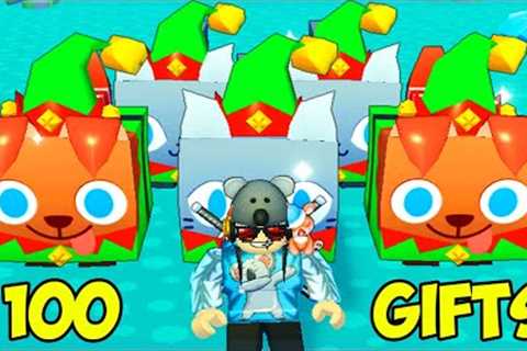 I Unboxing 100 Christmas Presents In Roblox Pet Simulator X