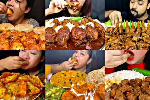 ASMR EATING SPICY EGG CURRY, BUTTER PANEER, MUTTON CURRY | BEST INDIAN FOOD MUKBANG |Foodie India|