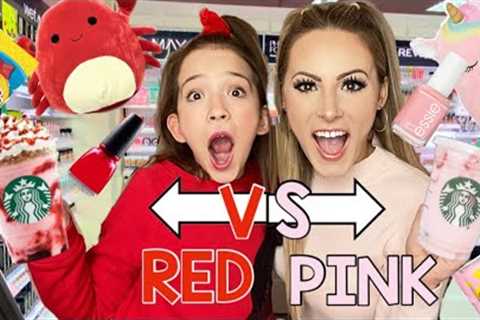 PINK VS RED NO BUDGET SHOPPING CHALLENGE! 💗❤️