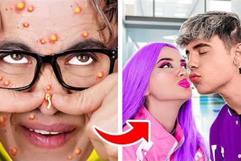 Extreme MAKEOVER in Secret Elevator Room From Poor NERD to POPULAR for My K-POP Girl