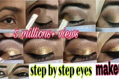 Easy smokey glitter eye makeup tutorial || Learn step by step to Apply eyes makeup at home