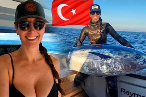 Chasing the World's MOST EXPENSIVE Fish $$$ Spear Fishing BLUEFIN Tuna &amp; Bull MAHI in Turkey