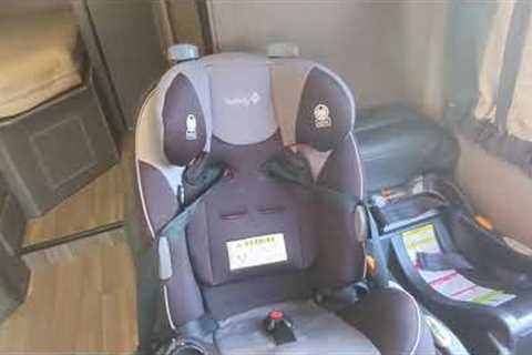 Car Seats (Safety 1st and  Chicco Keyfit 30) and Booster Chairs (Graco) on a Cruise America RV