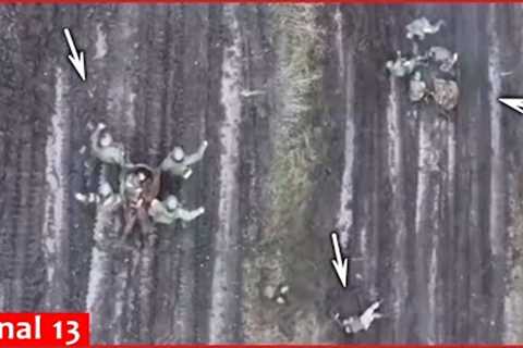 The Russians carrying their wounded comrades were targeted by the drone-they had no chance to escape