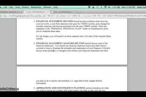 PERSONAL FINANCIAL PLAN ASSIGNMENT VIDEO