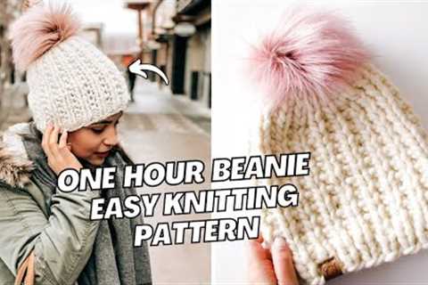 ONE HOUR Beanie, beginner-friendly knitting pattern, and tutorial | CJ Design blog