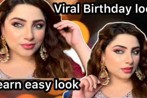 Viral Birthday Makeup look #makeup #tutorial #pinkeyelook