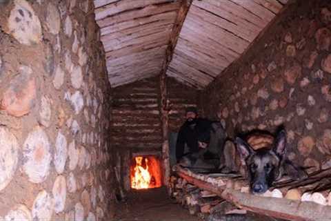 Building Warm and Comfortable Dugout for the Winter - Bushcraft Survival Shelter, Cooking, DIY, Asmr