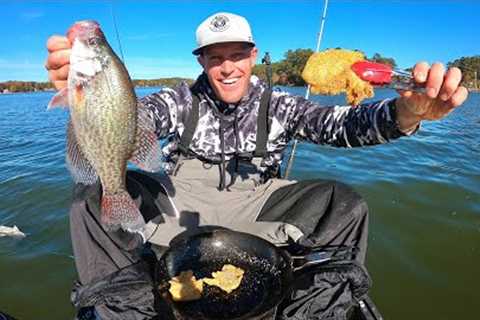 Cooking FRESH fish ON my Kayak! Catch clean cook