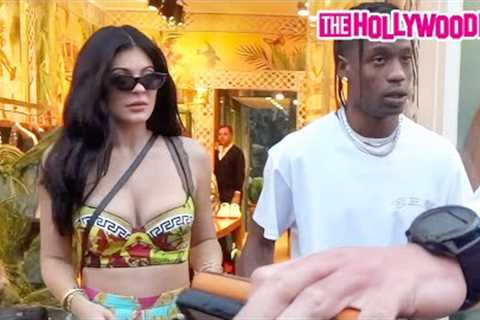 Kylie Jenner, Travis Scott &amp; Stormi Webster Go Shopping With Overzealous Bodyguards In Capri,..