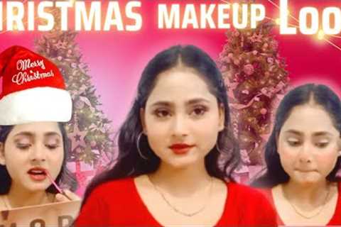 Christmas makeup look ✨🎄 | Easy Beginner Friendly Makeup Tutorial | Red Lip Look 😍 | THE ZARA..