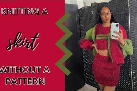 knitting a skirt for the first time without a pattern | knit with me