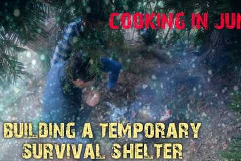 Building a temporary survival shelter in the himalayas and cooking some jungle food#shelter #666