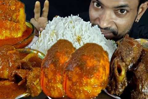 MuttonCurry Rice EatingShow Spicy ChickenCurry Indian Food Challange EggCurry Mukbang FishCurry Asmr