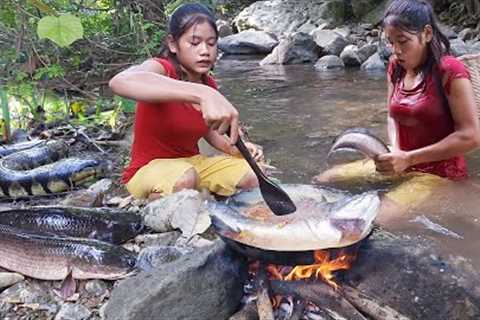 Catch and cook, Fresh fish curry delicious for dinner | Adventure solo in jungle