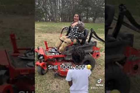 That lawnmower goes crazy 🤣😭 #shorts