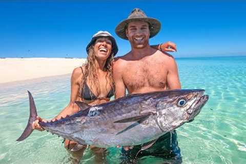 4 WEEKS SURVIVING AT SEA (Spearfishing The Craziest Fish In Ocean!)