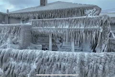 New York Blizzard turns homes into Ice Scultpures   Winter Storm 2022   Drone 4k