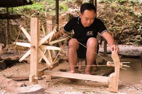 Primitive Skills: How to make Spinning wheel, manual yarn rewinding machine (ep202)