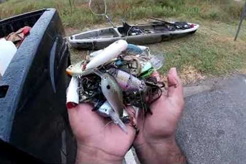 Finding hands full of lures while fishing..