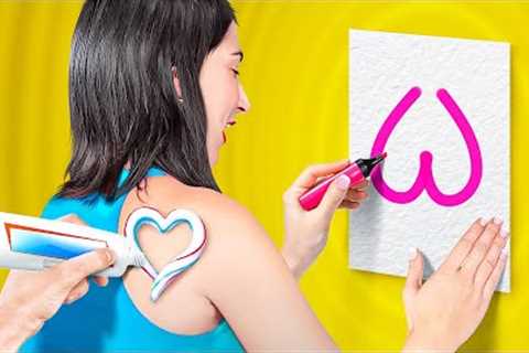 GENIUS PAINTING HACKS AND CREATIVE IDEAS || Who Draws It Better? Art Challenge by 123 GO! Series