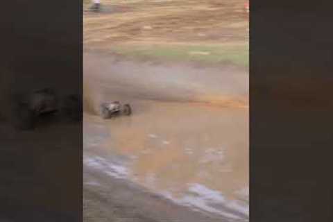 crazy fast RC cars drag racing in the mud