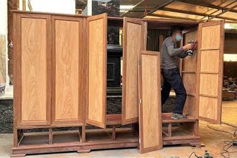 How To Build Modern 3-chamber, 6 doors, 6 storage Wardrobe // Project Woodworking Design Furniture
