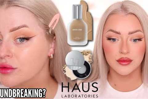 NEW HAUS LABS FOUNDATION &amp; BLURRING POWDER FIRST IMPRESSIONS + WEAR TEST!