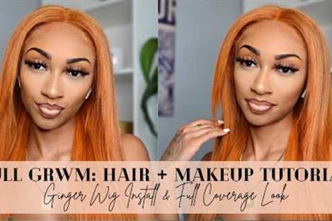 FULL GRWM: HD LACE GINGER WIG INSTALL + FULL COVERAGE MAKEUP TUTORIAL | LAYALUXURIES