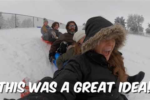SLEDDING AS A FAMILY! Enjoying Dad's Day Off!