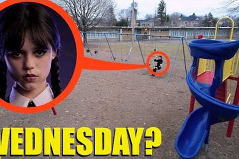 drone catches Wednesday Addams at haunted park (we found her!)