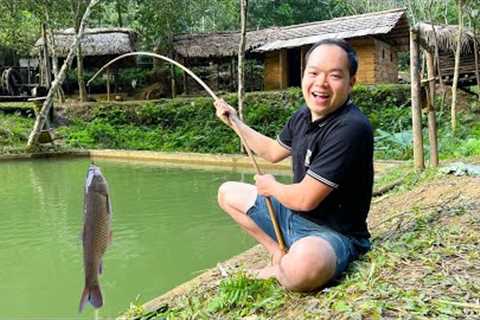 Primitive Skills: Fishing a big fish in a pond with a self-forged fishing hook, Results after 1 year