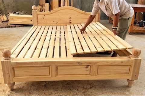 Extremely Ingenious Skills Woodworking Young Craft Worker || Making King Size Bed for Your Bedroom