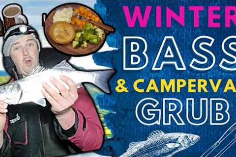 Winter Shore Fishing UK - Catching Bass, Cod Hunting &amp; Camping Overnight with Cosy Van Life..