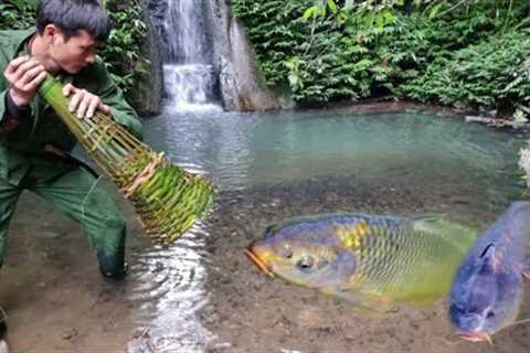 Survival, skills, catching stream fish skills | Catch and Cook, survive alone in the wilderness
