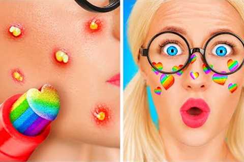 EXTREME MAKEOVER FROM POOR NERD TO POPULAR || Soft Girl vs Rich Girl! TikTok Beauty Hacks by 123 GO!