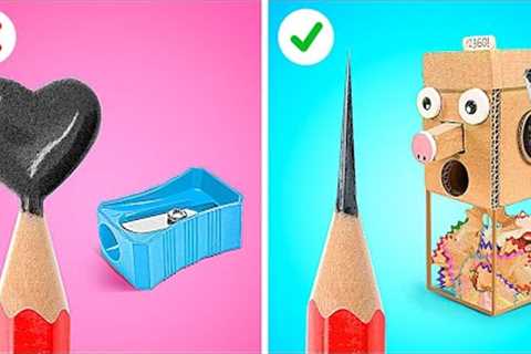 AMAZING SCHOOL ART CRAFTS || Useful Parenting Hacks You Need to Try | DIY Cardboard Ideas by 123 GO!
