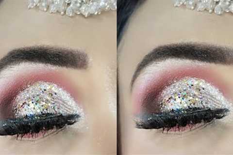 Sliver Glam Party Makeup Tutorial for beginners || Sliver Glitter eye makeup step by step || #makeup