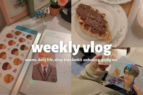 weekly vlog 📚 exams, watching dramas, stray kids membership unboxing, going out with friends
