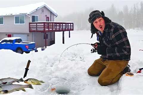 I bought a MOUNTAIN FISHING FARM! Ice Fishing for TROUT (Catch &amp; Cook)