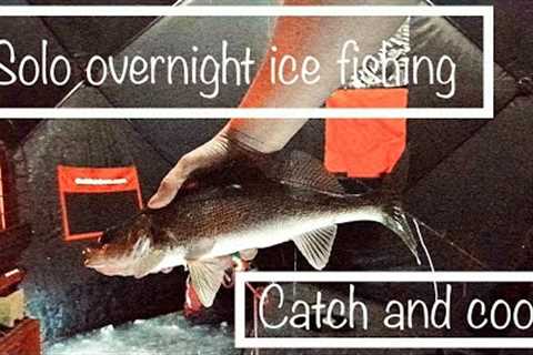 Solo Overnight ice fishing (Lake Nipissing)