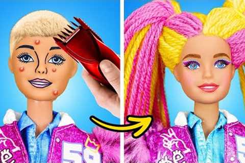 NEW AWESOME HAIRSTYLE FOR DOLL || Rich Vs Broke Transformation! Cute Tiny Crafts &amp; Hacks by 123 ..