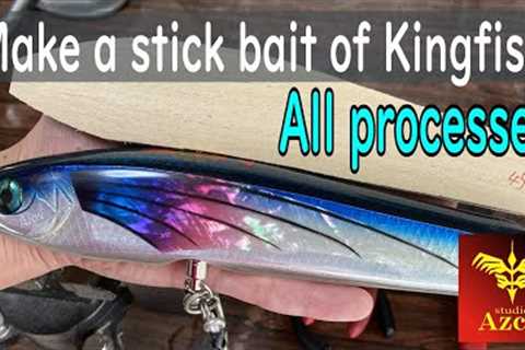 【Handmade saltwater fishing lures】 Making a Wooden Saltwater Stickbait of Kingfish&amp;Giant..