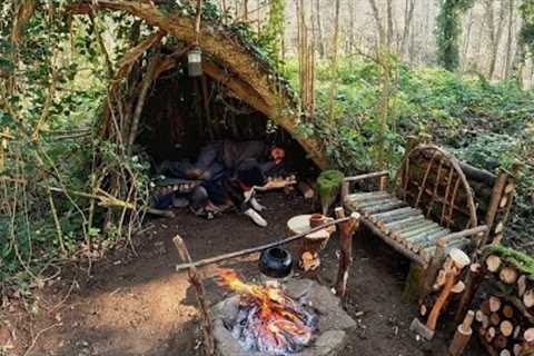 7 Days Solo Survival Camping, Building Warm Bushcraft Shelter, 0utdoor Cooking, Primitive Skills
