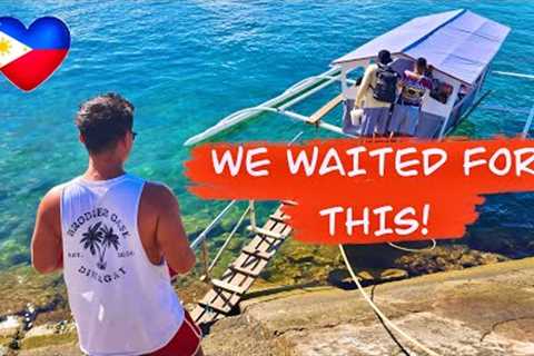 FINALLY! FIRST RIDE ON OUR BOAT IN THE PHILIPPINES🇵🇭🏝/ ISLAND HOPPING / US TO PHILIPPINES